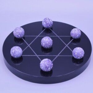 6-Point Star Etched Sphere / Marble Display Dish Spiritual Altar Decoration